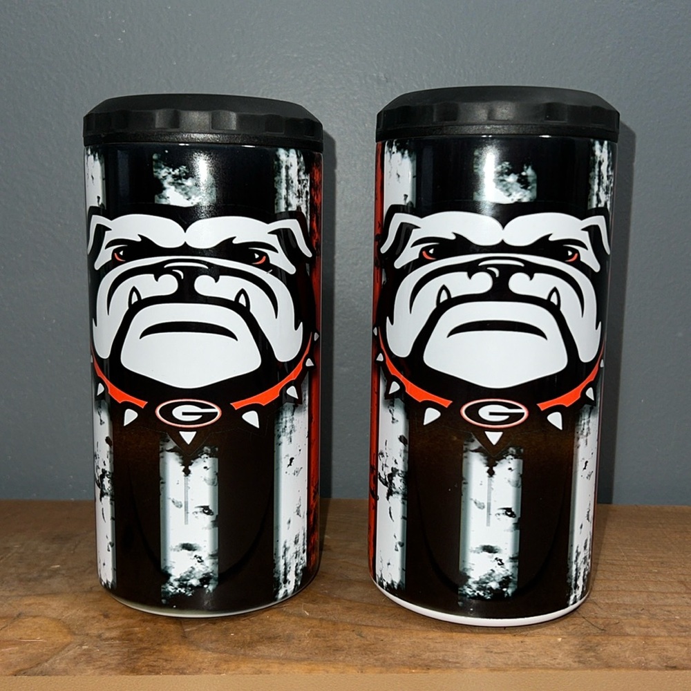 UGA (2) tumblers top unscrews to allow you to put bottles or cans Georgia dawgs